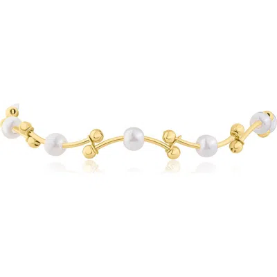 Jardin Faux Pearl Double Bead Bracelet In Gold