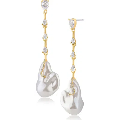 Jardin Faux Pearl Drop Earrings In Gold