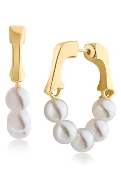 Jardin Faux Pearl Half Hoop Earrings