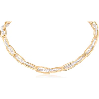 Jardin Faux Pearl Twist Link Necklace In Multi