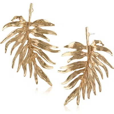Jardin Feather Statement Stud Earrings In Gold