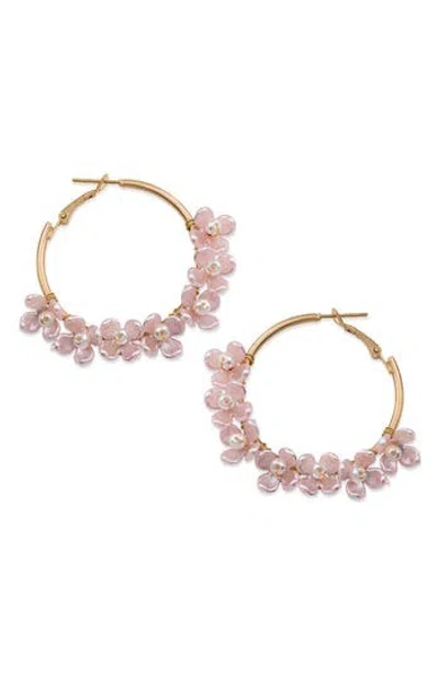 Jardin Floral Beaded Hoop Earrings In Multi