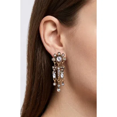 Jardin Floral Crystal Chandelier Earrings In Antique Gold