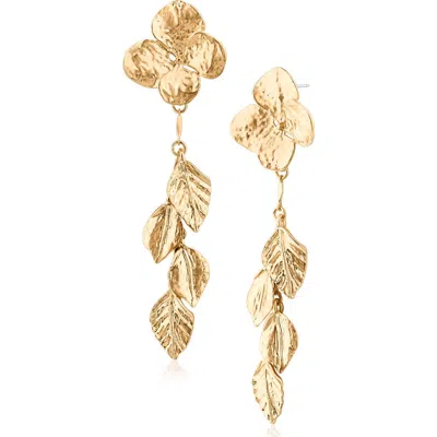 Jardin Floral Leaf Drop Earrings In Gold