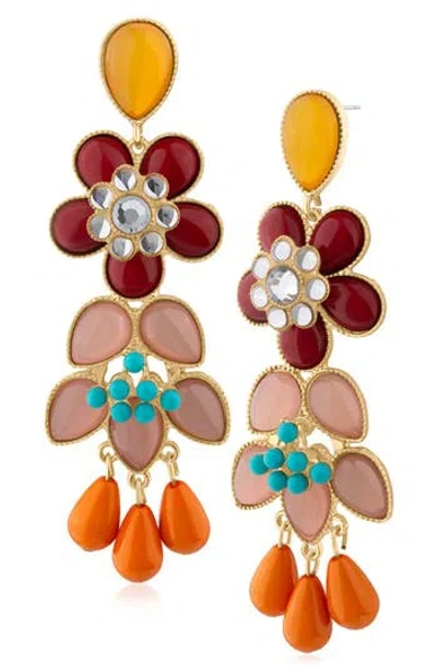 Jardin Flower Linear Drop Earrings In Gold