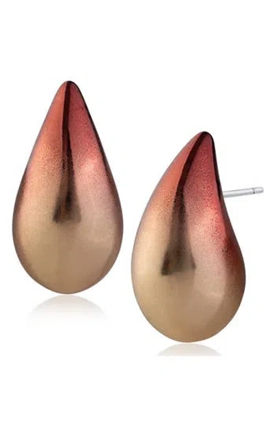 Jardin Fluid Gradient Pair Stud Earrings In Red/gold
