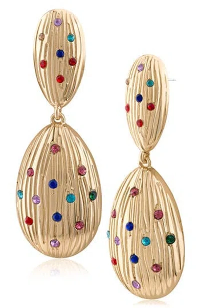 Jardin Fluted Crystal Drop Earrings In Gold