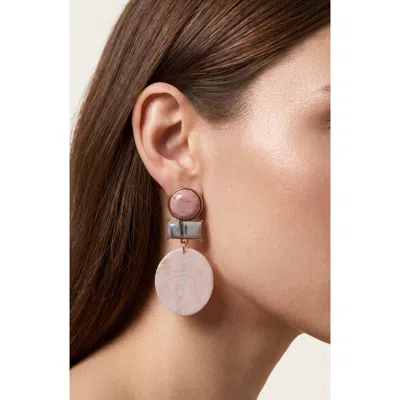 Jardin Geometric Drop Earrings In Pink/ Gold