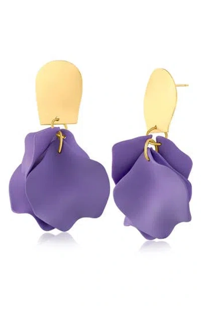 Jardin Ginkgo Flower Drop Earrings In Purple