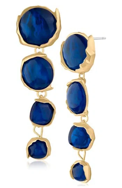 Jardin Graduated Sculpted Circle Drop Earrings In Blue/ Gold