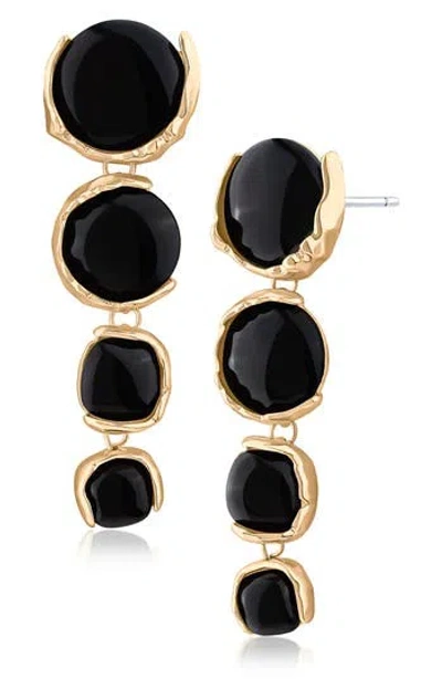 Jardin Graduated Sculpted Circle Linear Drop Earrings In Multi