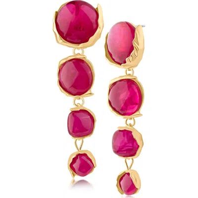 Jardin Graduated Sculpted Circle Linear Drop Earrings In Pink/gold