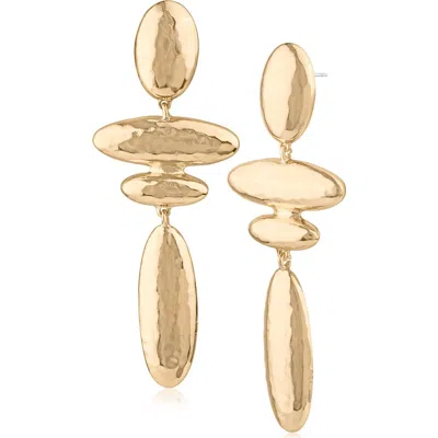 Jardin Hammered Oval Cascade Drop Earrings In Gold