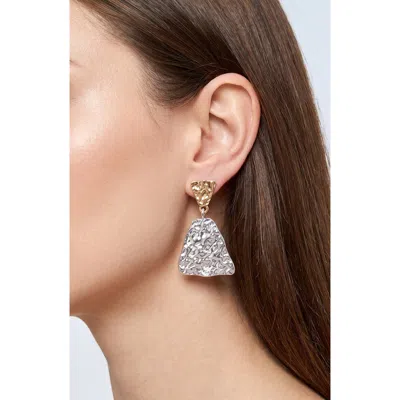 Jardin Hammered Two-tone Drop Earrings In Gold/ Silver