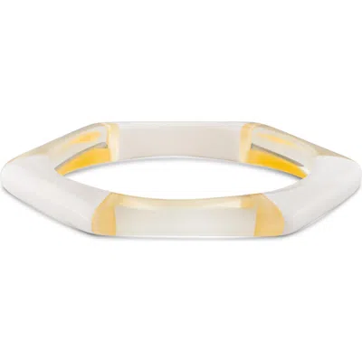 Jardin Hexagon Resin Bangle Bracelet In Ivory/ Clear