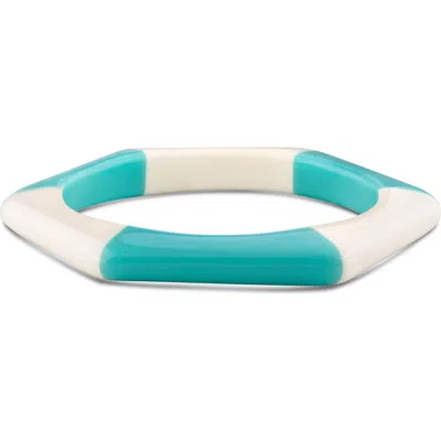 Jardin Hexagon Resin Bangle Bracelet In Ivory/ Turquoise