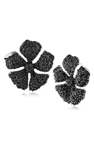 Jardin Hibiscus Floral Pavé Crystal Stud Earrings In Multi