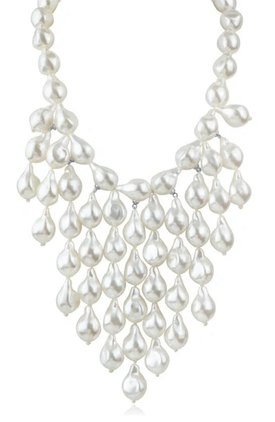 Jardin Imitation Baroque Pearl Bib Necklace In Metallic