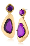 Jardin Irregular Molten Drop Earrings In Lavender/gold