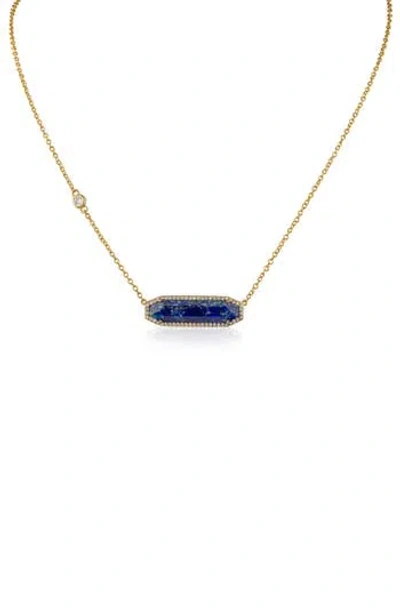 Jardin Lapis Lazuli & Cubic Zirconia Horizontal Bar Pendant Necklace In Multi