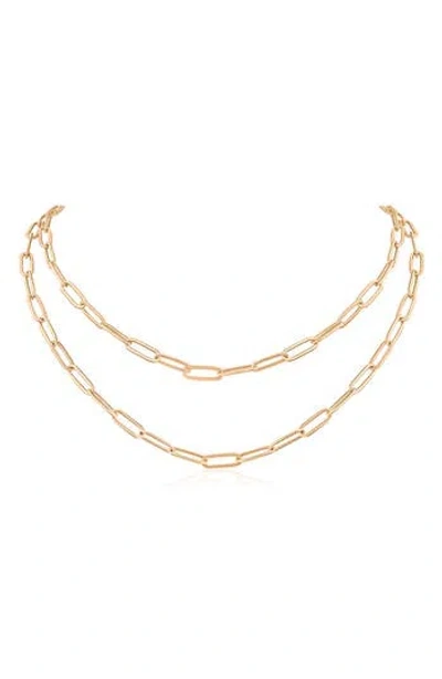 Jardin Layered Paper Clip Chain Necklace In Gold