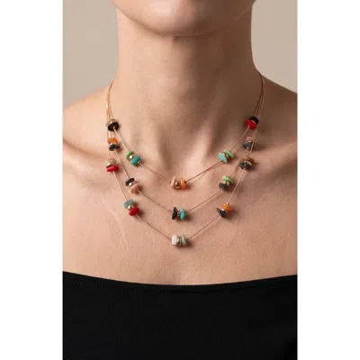 Jardin Layered Stone And Nugget Necklace In Multi/ Gold