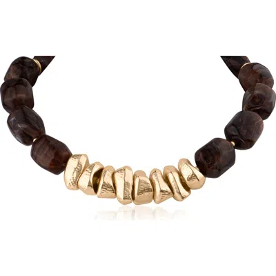 Jardin Marbled Resin And Goldtone Nugget Necklace In Tortoise/ Gold