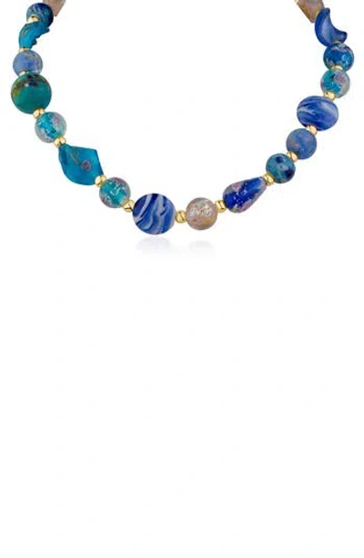 Jardin Mixed Beaded Necklace In Blue Multi