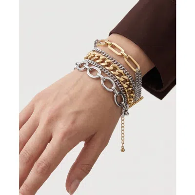 Jardin Mixed Chain Multi Strand Bracelet In Gold/ Silver