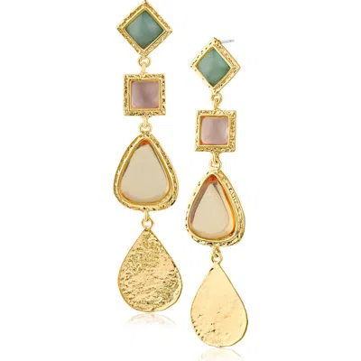Jardin Mixed Stone Link Drop Earrings In Multi/ Gold