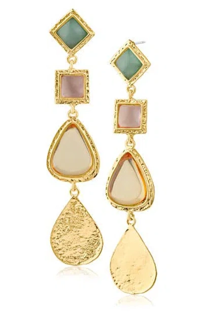 Jardin Mixed Stone Link Drop Earrings In Gold