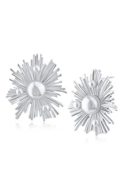 Jardin Modern Sunshine Faux Pearl Stud Earrings In Multi