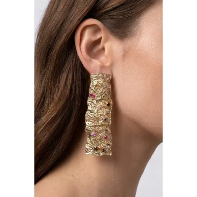 Jardin Multi Color Segmented Statement Drop Earrings In Multi/ Gold