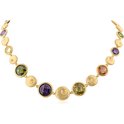 Jardin Multi Cubic Zirconia Collar Necklace In Gold