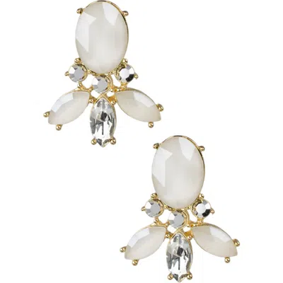 Jardin Multi-shape Crystal Stud Earrings In White/gold