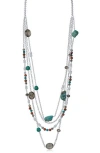 Jardin Multi Strand Chain Necklace In Turquoise/silver