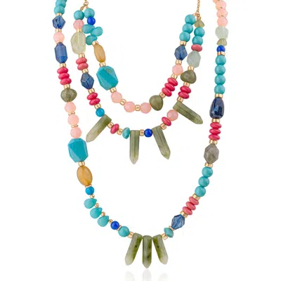 Jardin Multi-shape Mixed Bead Multi-strand Necklace In Multi/ Gold