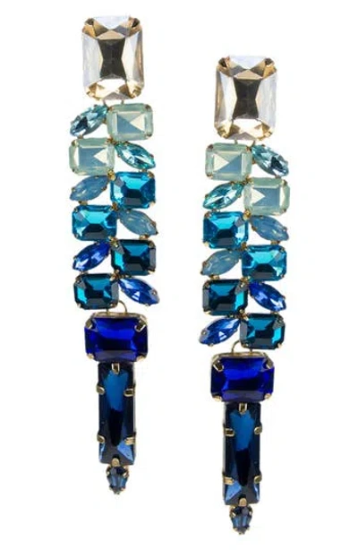 Jardin Ombré Crystal Statement Drop Earrings In Blue