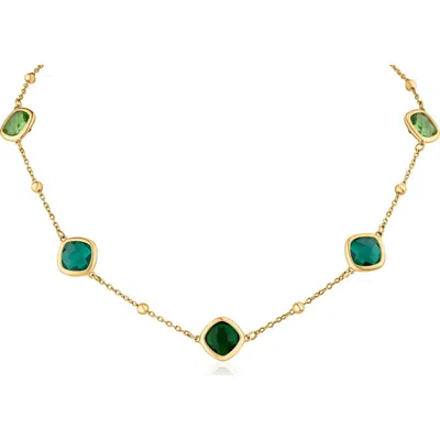 Jardin Ombre Crystal Station Necklace In Green/ Gold