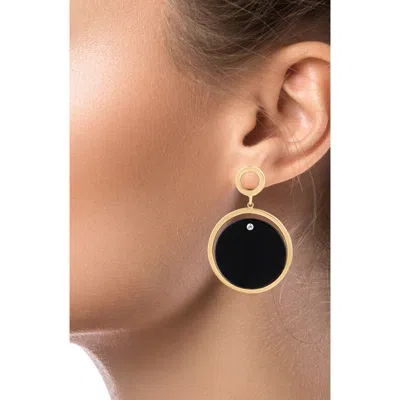Jardin Open Circle Drop Earrings In Black/ Gold