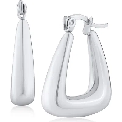 Jardin Open Triangle Puffy Hoop Earrings In Silver