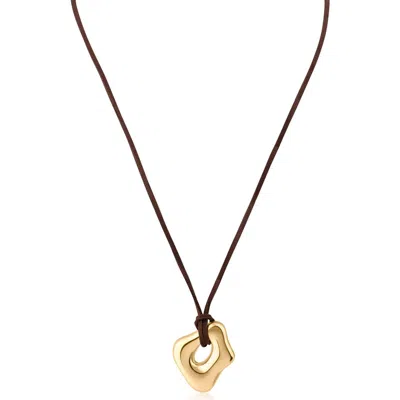 Jardin Organic Contour Pendant Necklace In Brown/ Gold