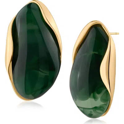 Jardin Organic Resin Statement Earrings In Green/ Gold