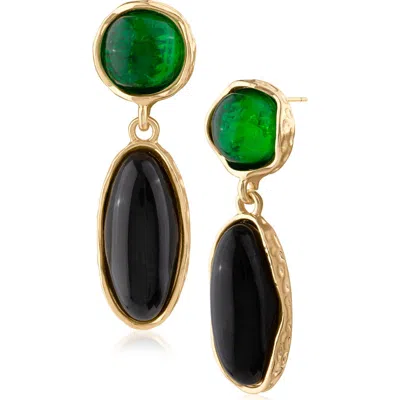 Jardin Organic Sculpted Cabochon Drop Earrings In Multi/ Gold