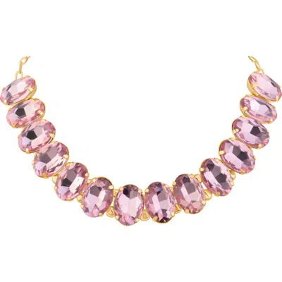 Jardin Oval Crystal Choker Necklace In Pink