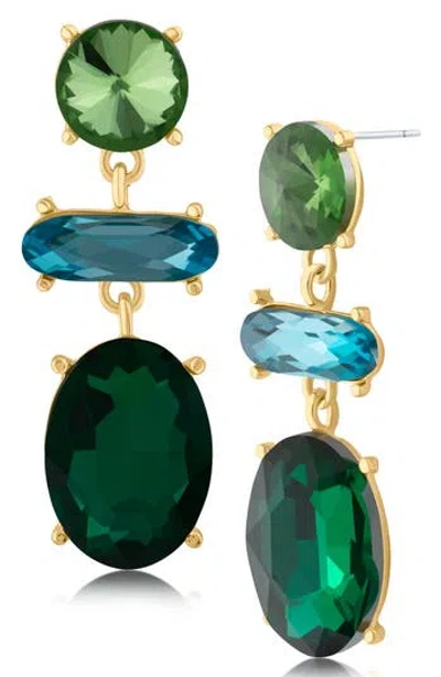 Jardin Oval Crystal Drop Earrings In Green