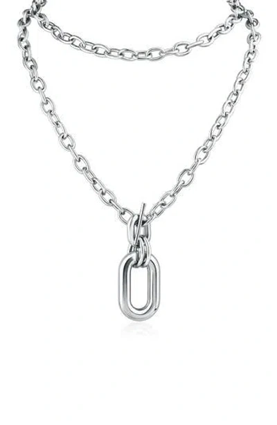 Jardin Oval Interlocking Link Pendant Necklace In Silver