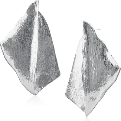 Jardin Oversized Organic Statement Earrings In Silver