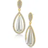 Jardin Pavé Crystal Imitation Pearl Teardrop Earrings In White/clear/gold