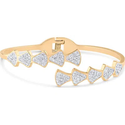 Jardin Pave Cubic Zirconia Geometric Hinge Bangle In Clear Gold